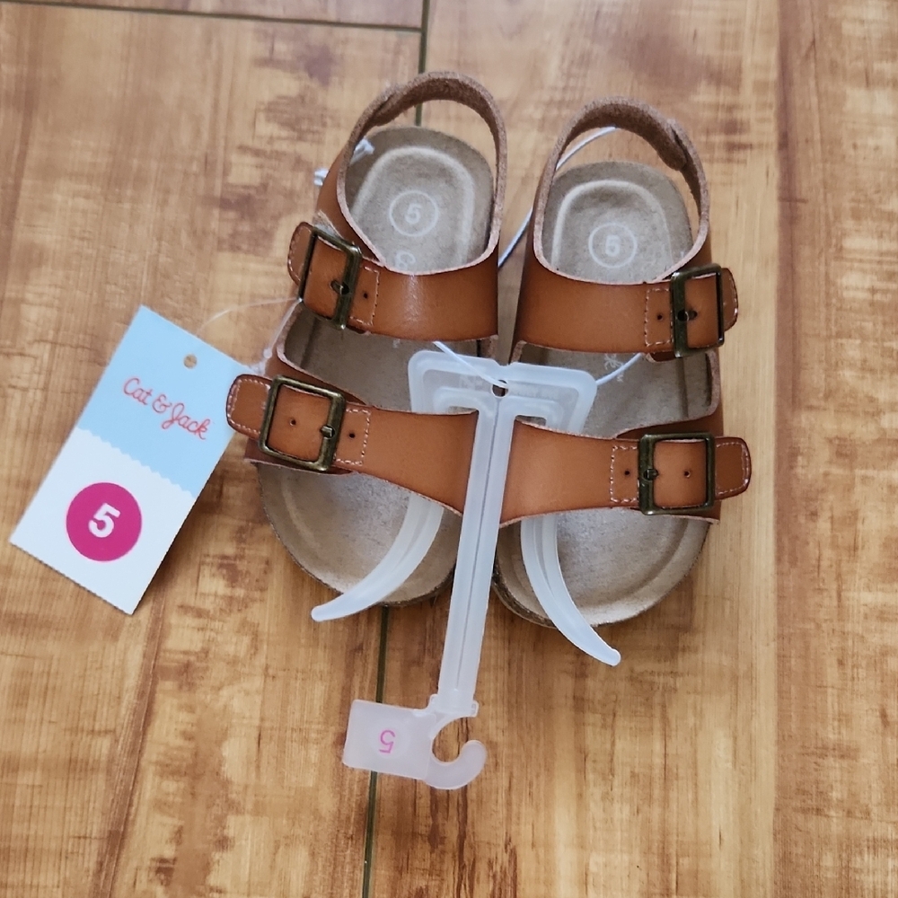 Cat & Jack Brown Sandals with Adjustable Buckles - Picture 1 of 4